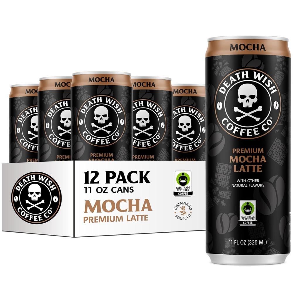image:imageDeath Wish Coffee Iced Coffee Cold Brew 8g Protein Fair Trade Vanilla LatteMocha Latte