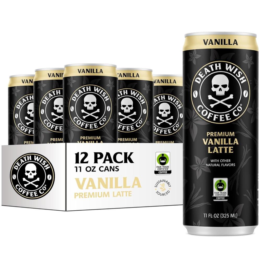image:imageDeath Wish Coffee Iced Coffee Cold Brew 8g Protein Fair Trade Vanilla LatteVanilla Latte