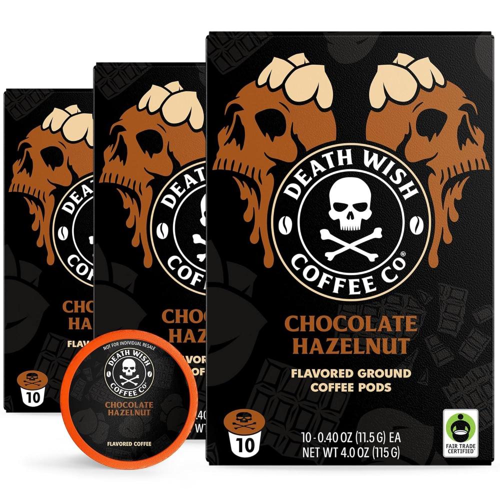 image:imageDeath Wish Coffee Organic and Fair Trade Light Roast Coffee Pods 50 CountHazelnut Cocoa