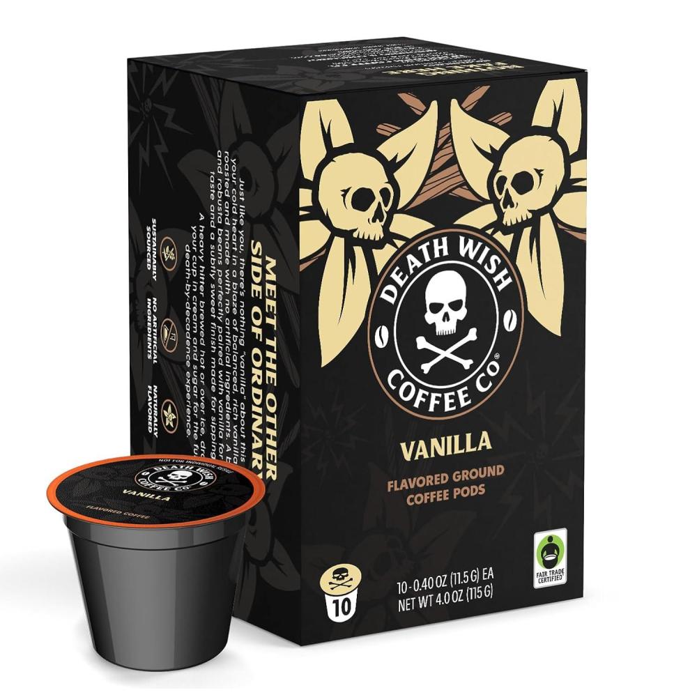 image:imageDeath Wish Coffee Organic and Fair Trade Light Roast Coffee Pods 50 CountVanilla