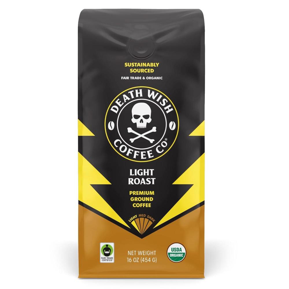 image:imageDeath Wish Coffee Organic and Fair Trade Light Roast Ground Coffee 16ozLight Roast