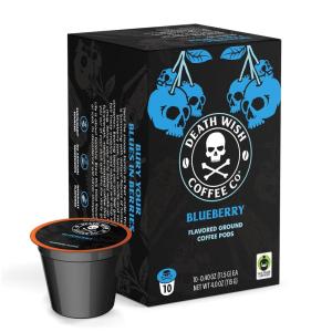 Death Wish Coffee, Organic and Fair Trade, Light Roast Coffee Pods (50 Count)(Blue and Buried)