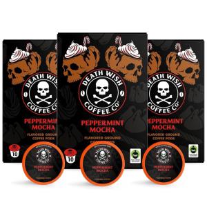 Death Wish Coffee, Organic and Fair Trade, Light Roast Coffee Pods (50 Count)(Peppermint)