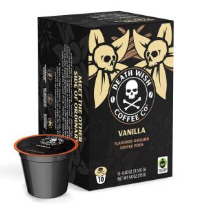 Death Wish Coffee, Organic and Fair Trade, Light Roast Coffee Pods (50 Count)(Vanilla)