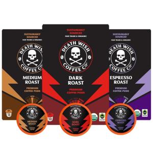 Death Wish Coffee, Organic and Fair Trade, Light Roast Coffee Pods (50 Count)(Variety Pack)