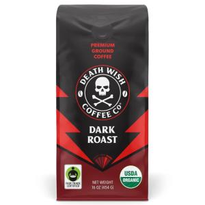 Death Wish Coffee, Organic and Fair Trade, Light Roast Ground Coffee, 16oz(Dark Roast)