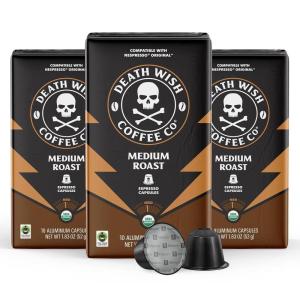 Death Wish Coffee, Capsules Compatible with Nespresso Original Machines, Dark Roast(Medium Roast)