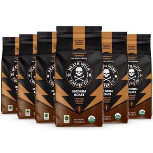 Death Wish Coffee, Power Surge Ground Coffee, Naturally Higher Caffeinated Coffee, Certified Fair Trade and Organic (16 oz)(Medium Roast)
